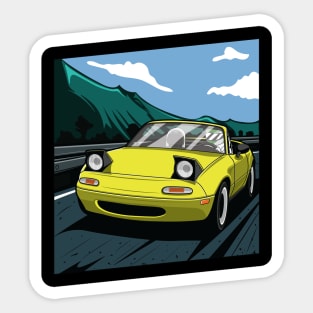 Yellow miata na rolling Sticker